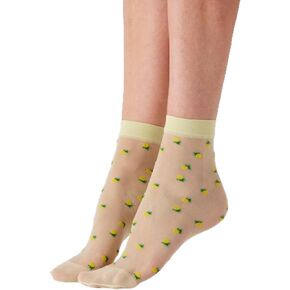 Pretty Polly Women's Lemon Sheer Socks- perfect sheer ankle socks for spring, Yellow (Multi), One Size