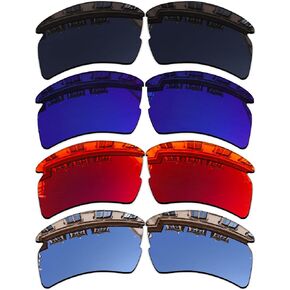 Vonxyz Set of 4 Lenses Replacement for Oakley Flak 2.0 XL OO9188 Sunglass - Stealth Black+Ruby+Chrome+Sapphire