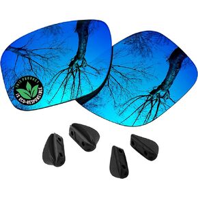 Polycarbonate Replacement Lenses & Nosepads for Oakley Double Edge OO9380 Rectangular Sunglasses