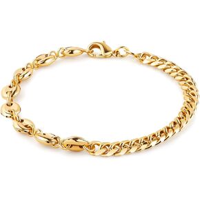 Barzel 18K Gold Plated Mariner & Cuban Link Bracelet For Women - Made In Brazil