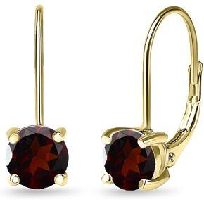 Earrings for Women, Birthstone Earrings, Genuine or Synthetic Gemstone, 6mm Round Leverback Earrings, Drop Earrings, Dangle Earrings for Women, Earrings for Girls, Sterling Silver Earrings Gold Flash