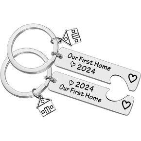 Xiahuyu Our First Home 2024 Keychain Set for New Home Keychain Gift Housewarming Gift for New Homeowner Couples First Home Gift New House Keychain for Friends Family New Home Owners