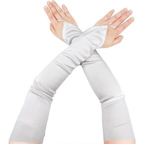 19" Opera Party Fingerless Long Gloves 1920s Satin Stretchy Elbow Length Gloves