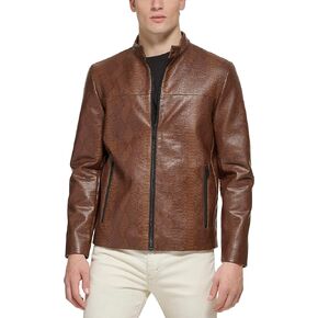 DKNY Men's Faux Laether Modern Racer Jacket