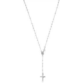 Verona Jewelers Sterling Silver 3MM Rosary Necklace Silver Rosary Bead Necklace- Cross Pendant Necklace Rosario Catholic Necklace-Rosarios Catolicos