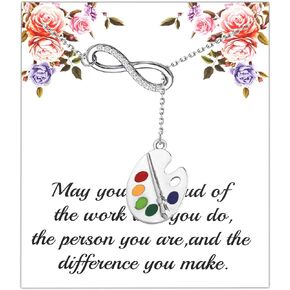 Paint Palette Necklace Paint Brush Lariat Y Necklace Art Jewelry for Women Art Teacher Gift