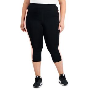 Women's Colorblocked Capri Leggings Black Size 1X