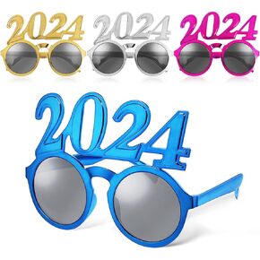 BESPORTBLE 4Pcs 2024 Glasses New Years Eve, 2024 Happy New Year Eyeglasses Party Glasses Eyeglasses Happy New Year Decorations 2024