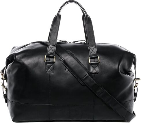 SID & VAIN travel bag holdall YALE Large duffel bag real leather weekender duffle carry on leather bag Unisex black in Saudi Arabia