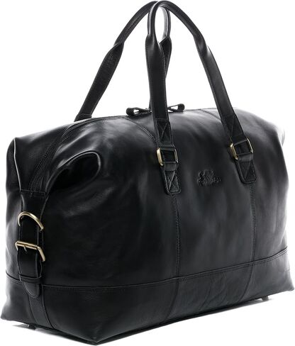 SID & VAIN travel bag holdall YALE Large duffel bag real leather weekender duffle carry on leather bag Unisex black in Saudi Arabia