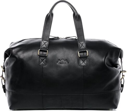 SID & VAIN travel bag holdall YALE Large duffel bag real leather weekender duffle carry on leather bag Unisex black in Saudi Arabia