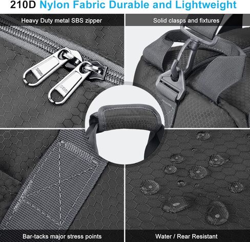 Travel Duffel Bag, 75L Foldable Duffle Bag with Shoes Compartment Packable Weekender Bag for Men Women Water-proof & Tear Resistant HIKISS-Black in Kuwait