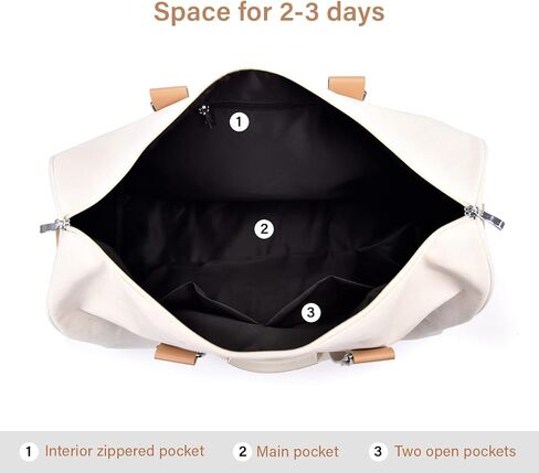 Weekender Bag for Women Travel - Cute Canvas Duffle Bag, White Carry On Small Overnight Shoe Compartment Bag in Saudi Arabia