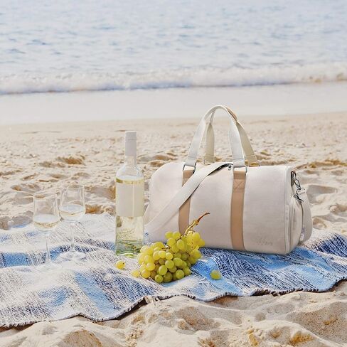 Weekender Bag for Women Travel - Cute Canvas Duffle Bag, White Carry On Small Overnight Shoe Compartment Bag in Saudi Arabia