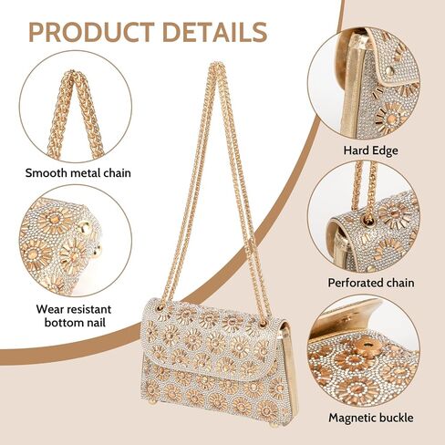 Prpeko Shoulder Bag Crossbody Handbags Crystals Sparkling Rhinestone Clutch Purse for Women Evening Bag for Wedding Party in Saudi Arabia