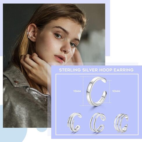 JeryWe 4 قطع 925 أقراط أذن من الفضة الإسترلينية غير مثقوبة أقراط هيليكس محارة وهمية لا تسبب الحساسية غضروف غير مثقوبة أقراط للنساء للآذان غير المثقوبة in Kuwait