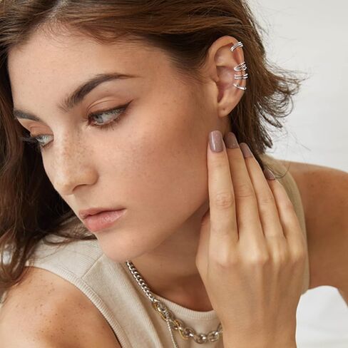 JeryWe 4 قطع 925 أقراط أذن من الفضة الإسترلينية غير مثقوبة أقراط هيليكس محارة وهمية لا تسبب الحساسية غضروف غير مثقوبة أقراط للنساء للآذان غير المثقوبة in Kuwait