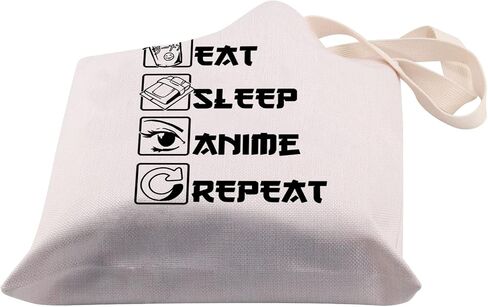 BDPWSS Anime Canvas Tote Bag Anime Lover Gift Anime Fans Bag Eat Sleep Anime Repeat Kawaii Anime Reusable Handbag in Saudi Arabia