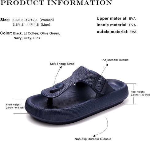 FUNKYMONKEY Thong Sandals Adjustable Buckle EVA Thick-Soled Flip Flops for Women and Men in Saudi Arabia