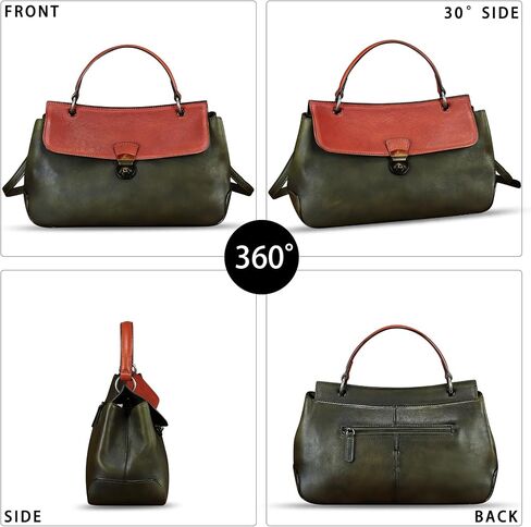 Genuine Leather Satchel for Women Vintage Leather Handbag Top Handle Bags Handmade Retro Purse Crossbody Bag in Saudi Arabia