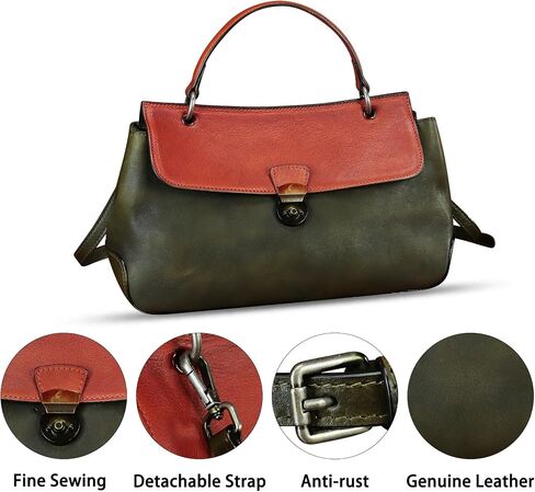 Genuine Leather Satchel for Women Vintage Leather Handbag Top Handle Bags Handmade Retro Purse Crossbody Bag in Saudi Arabia