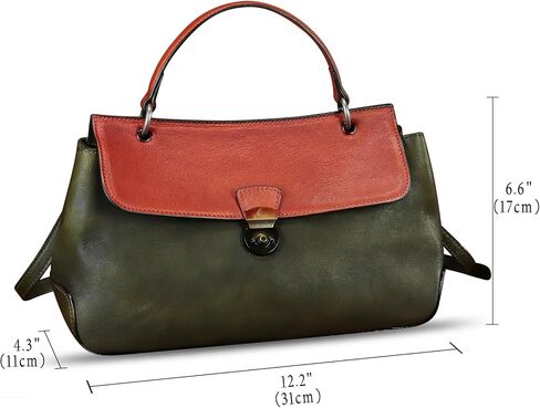 Genuine Leather Satchel for Women Vintage Leather Handbag Top Handle Bags Handmade Retro Purse Crossbody Bag in Saudi Arabia
