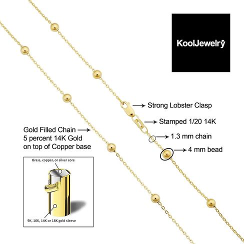 14k Yellow Gold Filled Satellite Ankle Bracelet Anklet Jewelry for Women (4 mm beads, 10 inch) in Saudi Arabia