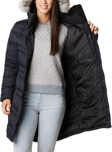 Columbia Women's Catherine Creek Mid Down Jacket, Black Aurelian Emboss, X-Small in Saudi Arabia