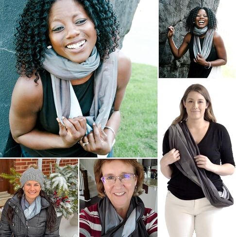 وشاح سفر Waypoint + حزمة هدايا مجلة - وشاح لا نهاية له من القطن الأسود خفيف الوزن مع جيب مخفي ووشاح سفر أوسلو رمادي أصلي مع جيب بسحاب للنساء ومجلة سفر سريعة in Kuwait