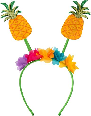 Pineapple Head Bopper - 10.25" x 10" (Pack of 1) - Multicolor Headband W/ Fabric Flowers - Perfect for Summer Parties & Hawaiian Events in Saudi Arabia