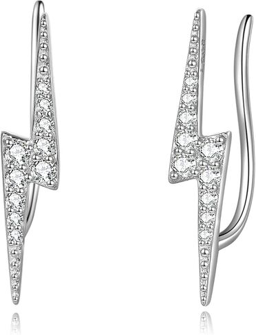 Snake/Lightning Bolt Stud Earrings Sterling Silver Huggie Hoop Earrings Minimalist Hypoallergenic Long Dangle Serpent Snake Jewelry for Halloween Women and Girls in Kuwait