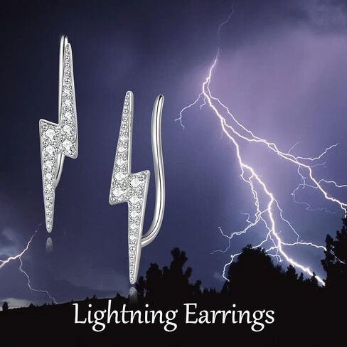 Snake/Lightning Bolt Stud Earrings Sterling Silver Huggie Hoop Earrings Minimalist Hypoallergenic Long Dangle Serpent Snake Jewelry for Halloween Women and Girls in Kuwait