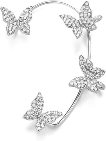 قطعتان من أقراط الأذن على شكل فراشة من الزركون للنساء أقراط التفاف الأذن الزاحفة بدون ثقب مشبك الأذن على شكل فراشة التفاف حول الأقراط المزيفة للفتيات in Kuwait