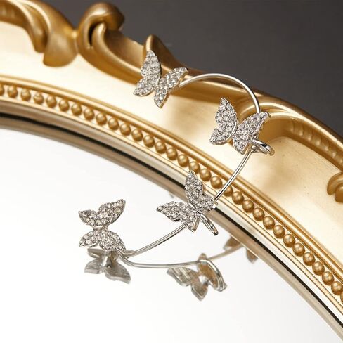 قطعتان من أقراط الأذن على شكل فراشة من الزركون للنساء أقراط التفاف الأذن الزاحفة بدون ثقب مشبك الأذن على شكل فراشة التفاف حول الأقراط المزيفة للفتيات in Kuwait