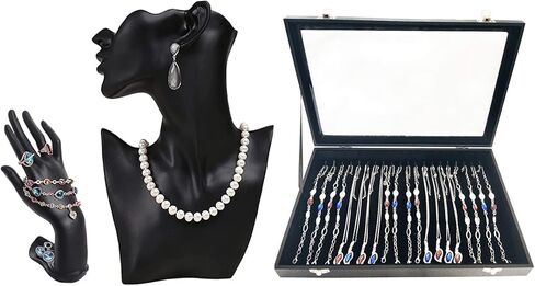 مجموعة من 3 قطع من تمثال عرض المجوهرات من بابينيمو وصندوق مجوهرات مع سطح زجاجي in Kuwait