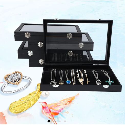 مجموعة من 3 قطع من تمثال عرض المجوهرات من بابينيمو وصندوق مجوهرات مع سطح زجاجي in Kuwait