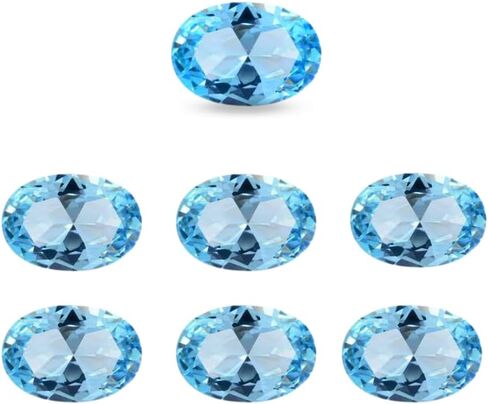 JAI GEMS 10 قطع من أحجار التوباز الأزرق الطبيعي ذات الأوجه البيضاوية، الكثير بالجملة، مستلزمات صناعة المجوهرات in Kuwait