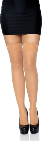 Leg Avenue Womens Contrast Top Cuban Heel Backseam Sheer Stockings in Saudi Arabia