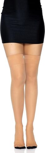 Leg Avenue Womens Contrast Top Cuban Heel Backseam Sheer Stockings in Saudi Arabia
