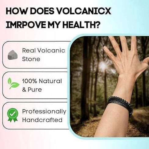 أساور جلدية مطرزة بحجر العقيق الطبيعي، سوار Volcanicx للصحة والإغاثة، سوار العلاج السحري لانقطاع الطمث من Volcanicx Humanic+ Maxhematie Lymph Detox هدية مجوهرات التخسيس للرجال والنساء in Kuwait