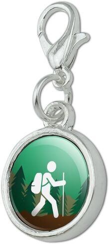 GRAPHICS & MORE Hiker Hiking Symbol Mountain Nature Antiqued Bracelet Pendant Zipper Pull Charm with Lobster Clasp, Metal in Saudi Arabia