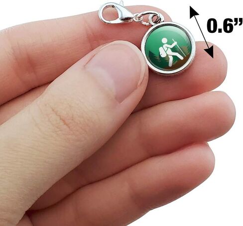 GRAPHICS & MORE Hiker Hiking Symbol Mountain Nature Antiqued Bracelet Pendant Zipper Pull Charm with Lobster Clasp, Metal in Saudi Arabia
