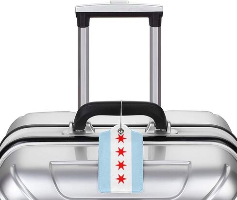 Chicago City Flag 2 Pcs Leather Luggage Tags Privacy Protection Id Tags with Stainless Steel Ring and Address Card. Suitable for Travel Bags Sports Equipment Pet Slings in Saudi Arabia