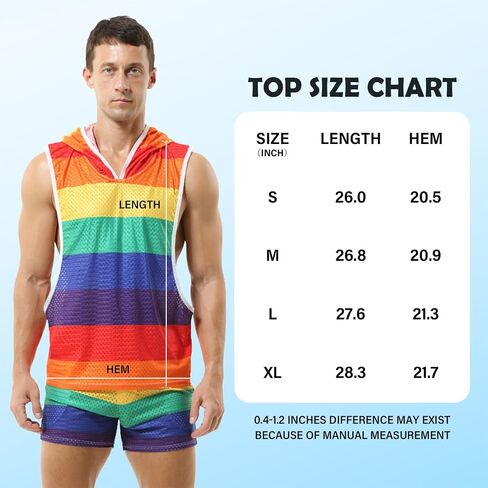 Akkad Kuti Rainbow Tank Top for Men Sexy Mesh Sleeveless Hoodies Pride Outfits Workout Tops Y-Back Muscle Shirts in Saudi Arabia