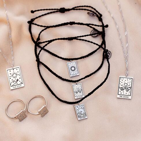 Pura Vida Bracelet Silver Tarot Charm Bracelet - Adjustable Bracelet with Waterproof Band, String Bracelet for Women - Stackable Bracelets for Teen Girls, Handmade Bracelets for Teens in Kuwait