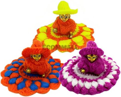 مجموعة ملابس BD Exports Laddu Gopal الشتوية Bal Gopal Krishna Idol من القماش الصوفي Poashak Laddu Gopal (مقاس 3) in Saudi Arabia