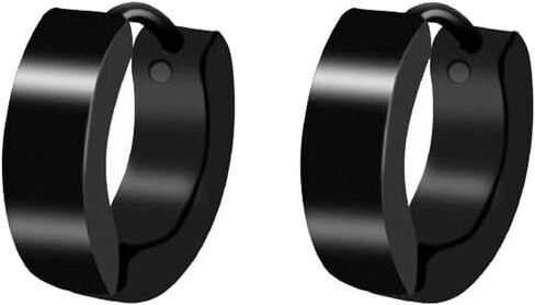 14 pairs of stainless steel earrings for men and women, multi piece anti allergic Huggie small ring earring set, exquisite black silver cubic zirconia cartilage earring hoop in Saudi Arabia