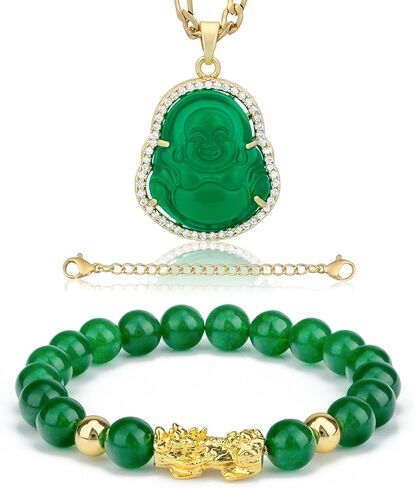 مجموعة قلادة سوار ZenBless Fengshui Porsperity Jade مجموعة سحر محظوظ in Kuwait