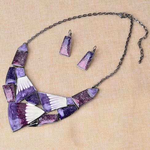 Irregular Enamel Triangle Shape Collar Bib Statement Necklace Earrings Set Women Bridal Jewelry in Saudi Arabia