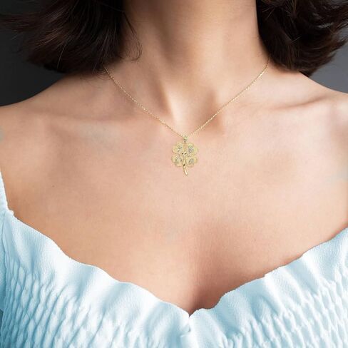 Claddagh Gold Fine Sterling Silver Four-Leaf Clover Lucky Charm Pendant in Saudi Arabia